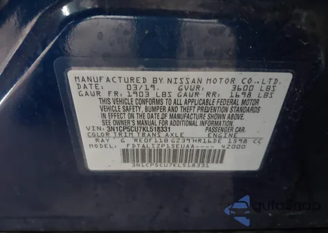 2019 Nissan Kicks Sv from USA, damaged, VIN 3N1CP5CU7KL518331